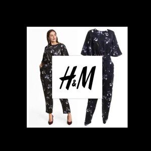 H&M Black and White Floral Jumpsuit